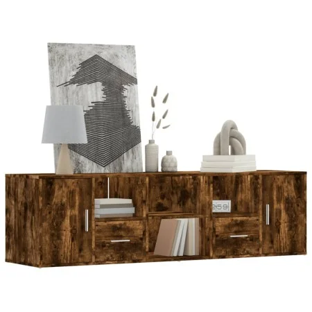 Corner furniture made of smoked oak engineered wood, 160x40x45 cm by , Closets and storage - Ref: Foro24-3307823, Price: 111,...