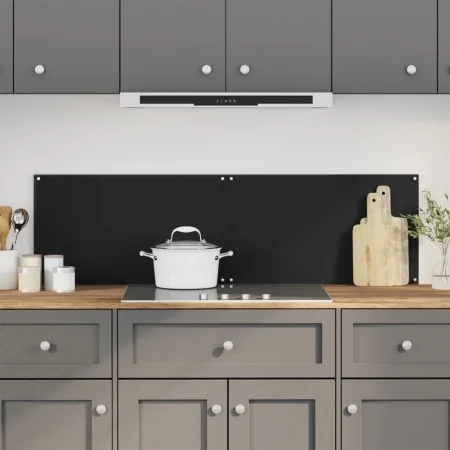 Kitchen splashbacks 2 units black tempered glass 70x60 cm by , Kitchen tools and utensils - Ref: Foro24-3315797, Price: 78,92...