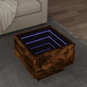Side table with smoked oak engineered wood and LED, 40x40x30 cm. by , Coffee table - Ref: Foro24-847501, Price: 68,12 €, Disc...