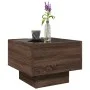 Side table with LED made of brown oak engineered wood, 40x40x30cm. by , Coffee table - Ref: Foro24-847503, Price: 61,43 €, Di...