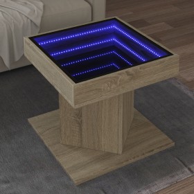Center table and LED engineered oak wood Sonoma 50x50x45 cm by , Coffee table - Ref: Foro24-847562, Price: 88,54 €, Discount: %