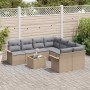 Conjunto de sofá de jardín 9 pcs Beige Poliratán