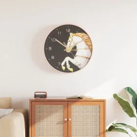 Wall clock made of polystyrene and golden and white glass Ø29.5 cm by , Wall clocks - Ref: Foro24-4008408, Price: 17,84 €, Di...