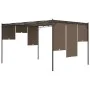 Cenador de jardín con cortina lateral gris taupe 4x3x2,25 m de vidaXL, Carpas y cenadores - Ref: Foro24-312264, Precio: 230,0...