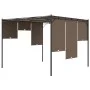 Cenador de jardín con cortina lateral gris taupe 3x3x2,25 m de vidaXL, Carpas y cenadores - Ref: Foro24-312263, Precio: 222,0...