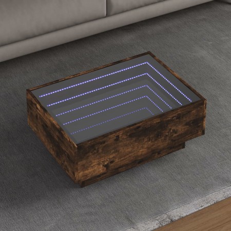 Mittel- und LED-Tisch aus geräucherter Eichen-Ingenieurholz 70x50x30cm. von , Couchtisch - Ref: Foro24-847515, Preis: 119,61 ...