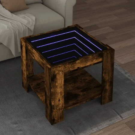 Center table and LED smoked oak engineered wood 53x53x45cm by , Coffee table - Ref: Foro24-847543, Price: 82,79 €, Discount: %