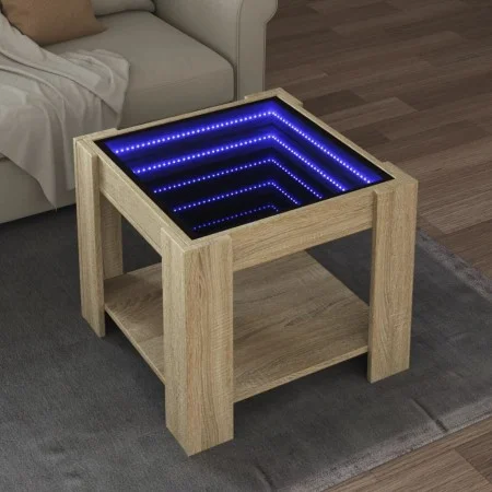 Center table and LED engineered wood Sonoma oak 53x53x45 cm by , Coffee table - Ref: Foro24-847541, Price: 86,73 €, Discount: %