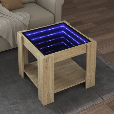 Mitteltisch und LED aus Sonoma-Eichenfurnierholz 53x53x45 cm. von , Couchtisch - Ref: Foro24-847541, Preis: 88,04 €, Rabatt: %
