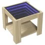 Center table and LED engineered wood Sonoma oak 53x53x45 cm by , Coffee table - Ref: Foro24-847541, Price: 86,73 €, Discount: %