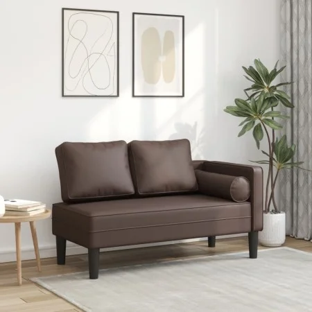 Chaiselongue-Sofa mit braunen Kunstlederkissen. von , Tagesbetten - Ref: Foro24-4007566, Preis: 154,95 €, Rabatt: %