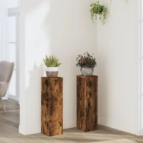 Pflanzenständer 2 Stück Eichenholz geräuchert 17x17x60 cm von , Topfständer - Ref: Foro24-852937, Preis: 48,39 €, Rabatt: %