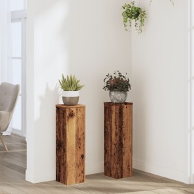 Plant stands 2 units aged oak wood 17x17x60 cm by , Pot stands - Ref: Foro24-852940, Price: 41,04 €, Discount: %