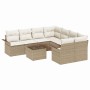 Conjunto de sofá de jardín 9 pcs Beige Poliratán