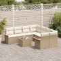 Conjunto de sofá de jardín 9 pcs Beige Poliratán