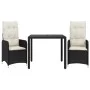 Garden table and 3-piece chair set with black synthetic rattan cushions. by , Garden sets - Ref: Foro24-3276987, Price: 345,5...
