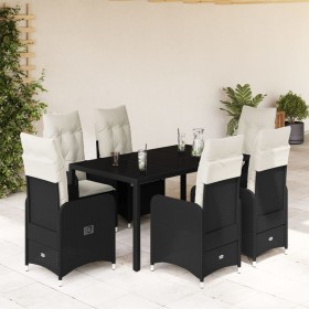 Garden table and chairs set 7 pieces with black PE rattan cushions by , Garden sets - Ref: Foro24-3276991, Price: 748,64 €, D...