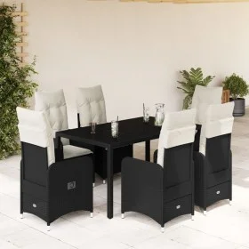 Garden table and chairs set 7 pieces with black PE rattan cushions by , Garden sets - Ref: Foro24-3276991, Price: 868,18 €, D...