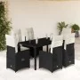 Set de mesa y sillas de jardín 7 pzas y cojines ratán PE negro de , Conjuntos de jardín - Ref: Foro24-3276991, Precio: 869,11...