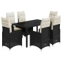 Garden table and chairs set 7 pieces with black PE rattan cushions by , Garden sets - Ref: Foro24-3276991, Price: 748,64 €, D...