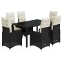 Set de mesa y sillas de jardín 7 pzas y cojines ratán PE negro de , Conjuntos de jardín - Ref: Foro24-3276991, Precio: 869,11...