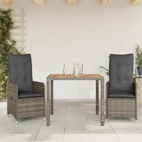 Garden table and 3-piece chair set with gray synthetic rattan cushions by , Garden sets - Ref: Foro24-3277019, Price: 326,30 ...