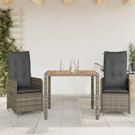 Garden table and 3-piece chair set with gray synthetic rattan cushions by , Garden sets - Ref: Foro24-3277019, Price: 326,30 ...