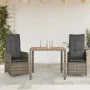 Garden table and 3-piece chair set with gray synthetic rattan cushions by , Garden sets - Ref: Foro24-3277019, Price: 326,30 ...