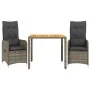 Garden table and 3-piece chair set with gray synthetic rattan cushions by , Garden sets - Ref: Foro24-3277019, Price: 326,30 ...
