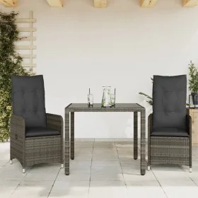 Garden table and 3-piece chair set with gray synthetic rattan cushions by , Garden sets - Ref: Foro24-3277031, Price: 357,36 ...