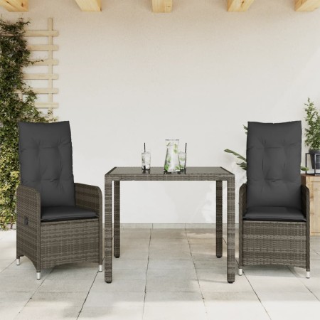 Gartentisch und Stühle 3-teilig und Kissen aus grauem Kunststoff-Rattan von , Gartensets - Ref: Foro24-3277031, Preis: 328,32...