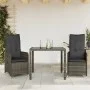 Mesita y sillas jardín 3 pzas y cojines ratán sintético gris de , Conjuntos de jardín - Ref: Foro24-3277031, Precio: 357,33 €...