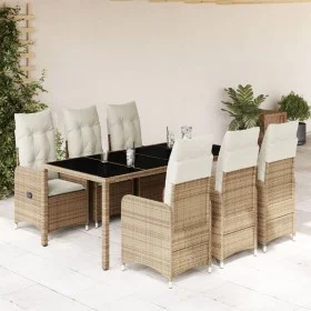 Garden table and chairs set, 7 pieces, with beige PE rattan cushions. by , Garden sets - Ref: Foro24-3277101, Price: 919,06 €...
