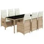 Gartentisch- und Stuhlset 7-teilig mit PE-Rattan-Beige-Kissen. von , Gartensets - Ref: Foro24-3277101, Preis: 919,06 €, Rabat...