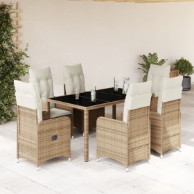 Set de mesa y sillas de jardín 7 pzas y cojines ratán PE beige de , Conjuntos de jardín - Ref: Foro24-3277099, Precio: 908,96...