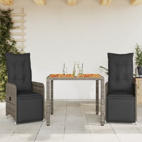 Garden table and 3-piece chair set with gray synthetic rattan cushions by , Garden sets - Ref: Foro24-3277157, Price: 372,75 ...