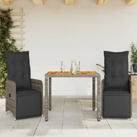 Garden table and 3-piece chair set with gray synthetic rattan cushions by , Garden sets - Ref: Foro24-3277157, Price: 371,28 ...