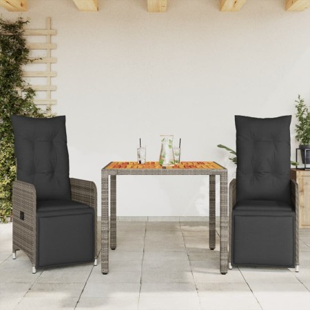 Garden table and 3-piece chair set with gray synthetic rattan cushions by , Garden sets - Ref: Foro24-3277157, Price: 372,75 ...