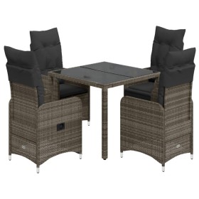 Garden table and 5-piece chair set with gray synthetic rattan cushions by , Garden sets - Ref: Foro24-3277033, Price: 619,93 ...