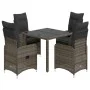 Gartentisch und Stühle 5-teilig und Kissen aus grauem Kunststoff-Rattan. von , Gartensets - Ref: Foro24-3277033, Preis: 649,2...