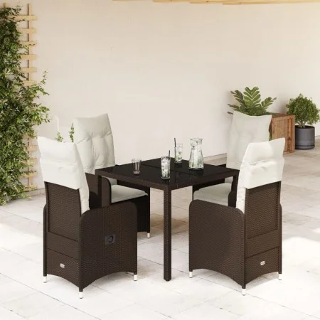 Garden table and 5-piece chair set with brown synthetic rattan cushions. by , Garden sets - Ref: Foro24-3277065, Price: 639,1...