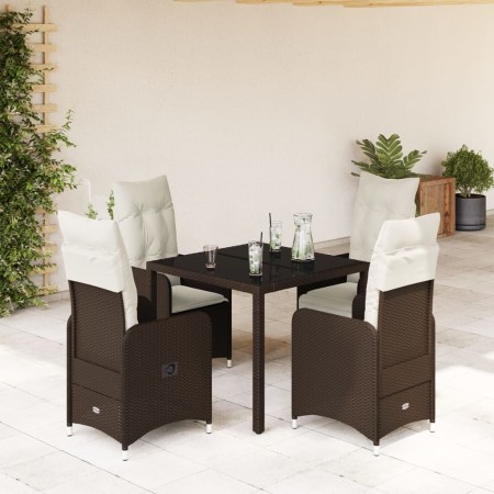 Gartentisch und Stühle 5-teilig mit braunen Kunststoff-Rattan-Kissen. von , Gartensets - Ref: Foro24-3277065, Preis: 574,02 €...