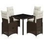 Garden table and 5-piece chair set with brown synthetic rattan cushions. by , Garden sets - Ref: Foro24-3277065, Price: 639,1...