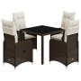 Gartentisch und Stühle 5-teilig mit braunen Kunststoff-Rattan-Kissen. von , Gartensets - Ref: Foro24-3277065, Preis: 574,02 €...