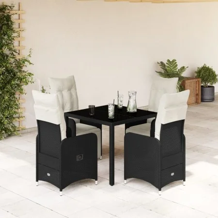 Garden table and 5-piece chair set with black synthetic rattan cushions by , Garden sets - Ref: Foro24-3277136, Price: 632,56...