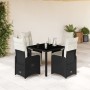 Mesita y sillas jardín 5 pzas y cojines ratán sintético negro de , Conjuntos de jardín - Ref: Foro24-3277136, Precio: 579,72 ...