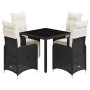 Garden table and 5-piece chair set with black synthetic rattan cushions by , Garden sets - Ref: Foro24-3277136, Price: 579,87...