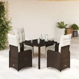 Garden table and 5-piece chair set with brown synthetic rattan cushions. by , Garden sets - Ref: Foro24-3277188, Price: 654,8...