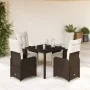 Garden table and 5-piece chair set with brown synthetic rattan cushions. by , Garden sets - Ref: Foro24-3277188, Price: 654,8...