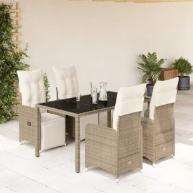 Garden table and 5-piece chair set with brown synthetic rattan cushions. by , Garden sets - Ref: Foro24-3277211, Price: 627,9...